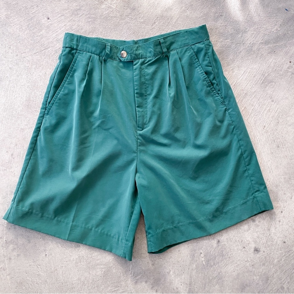 Vintage 90s high waist teal silky classic shorts